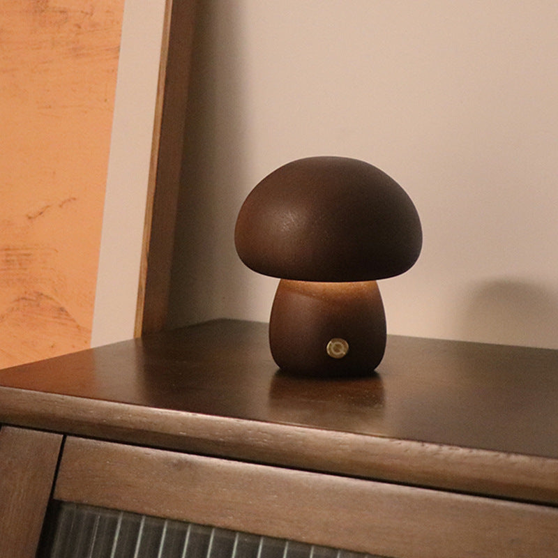 Wooden Mushroom LED Bedside Lamp - Ever green palace