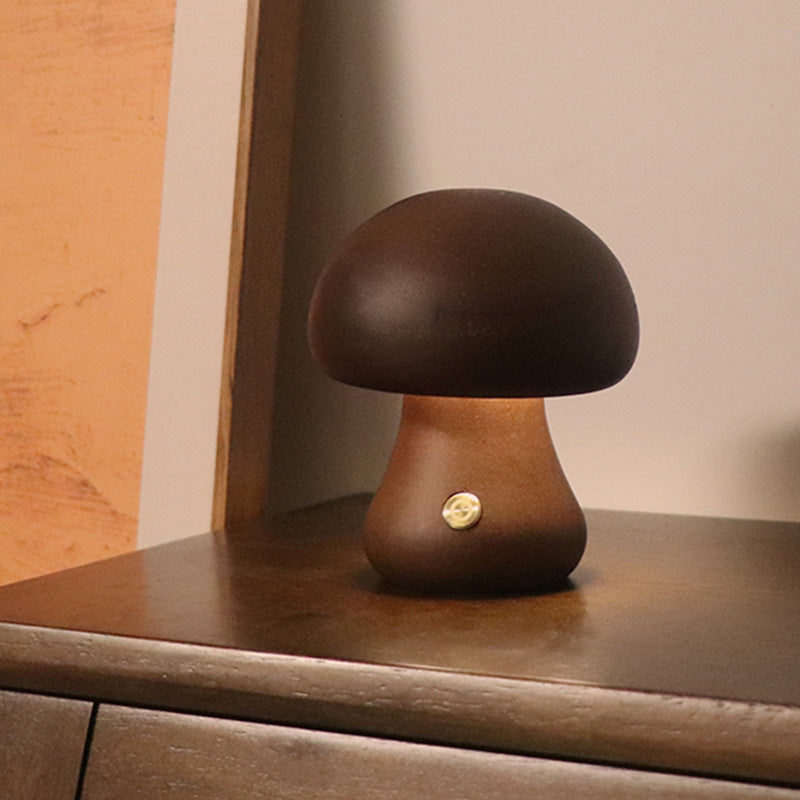 Wooden Mushroom LED Bedside Lamp - Ever green palace