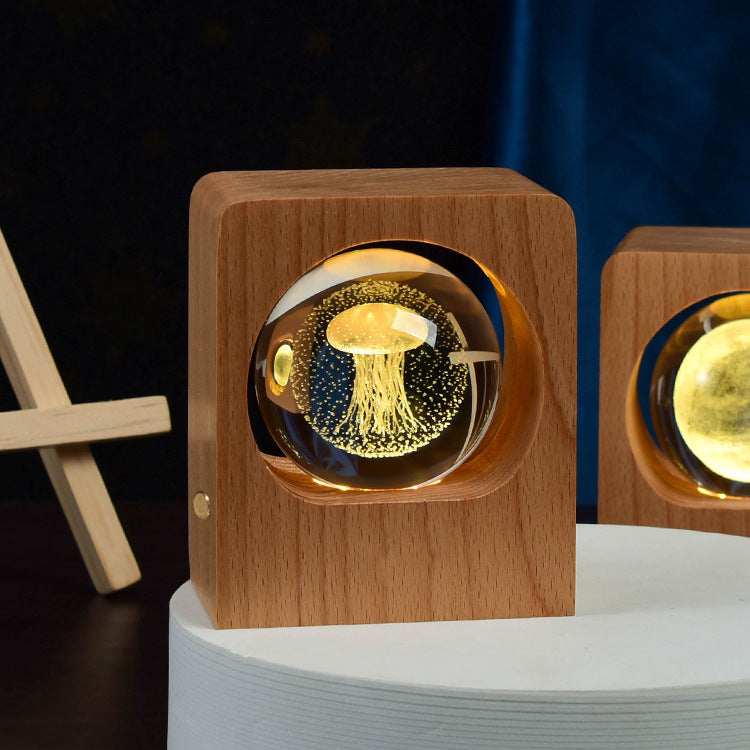 3D Crystal Ball LED Night Light - Romantic Bedroom Decor Lamp - Ever green palace