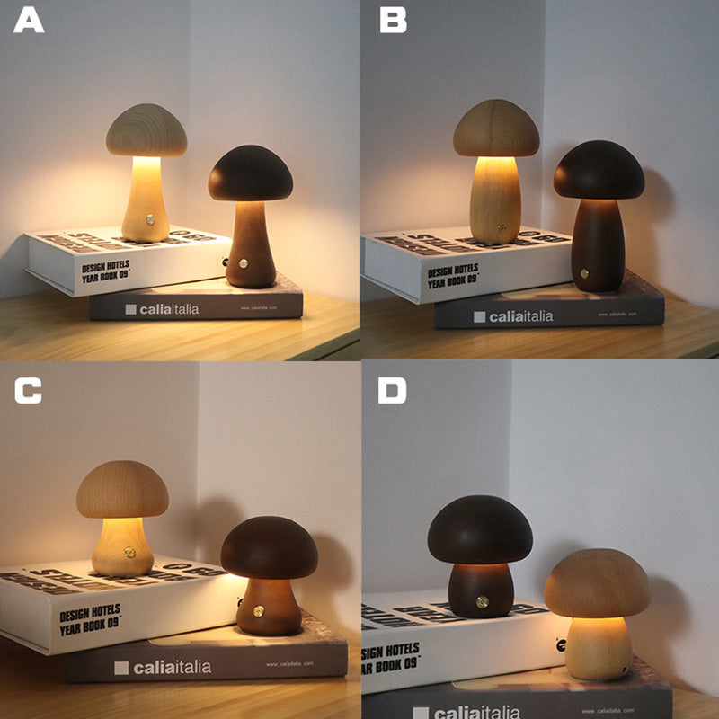 Wooden Mushroom LED Bedside Lamp - Ever green palace