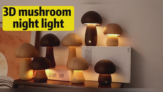 Wooden Mushroom LED Bedside Lamp